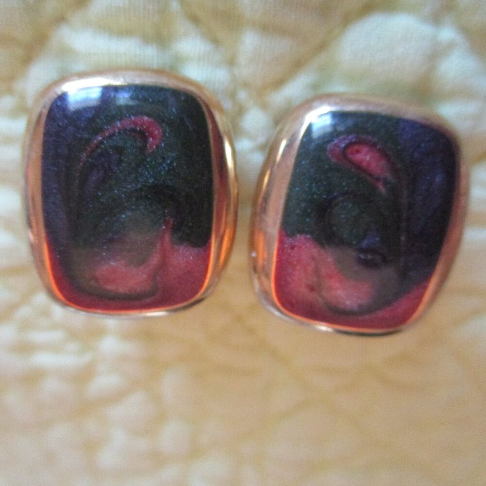 Vintage Gold Tone Multicolor Clip-On Earrings